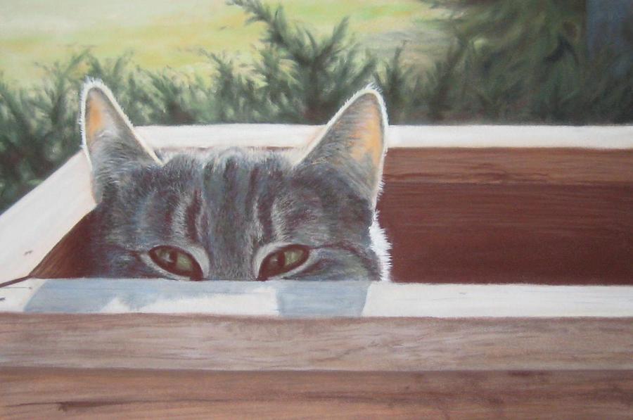 Cat in Flowerpot Painting by Sabina Bonifazi