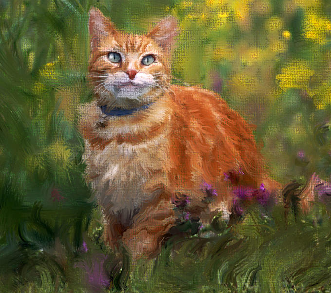 Cat In Flowers Painting by Tim Rampy