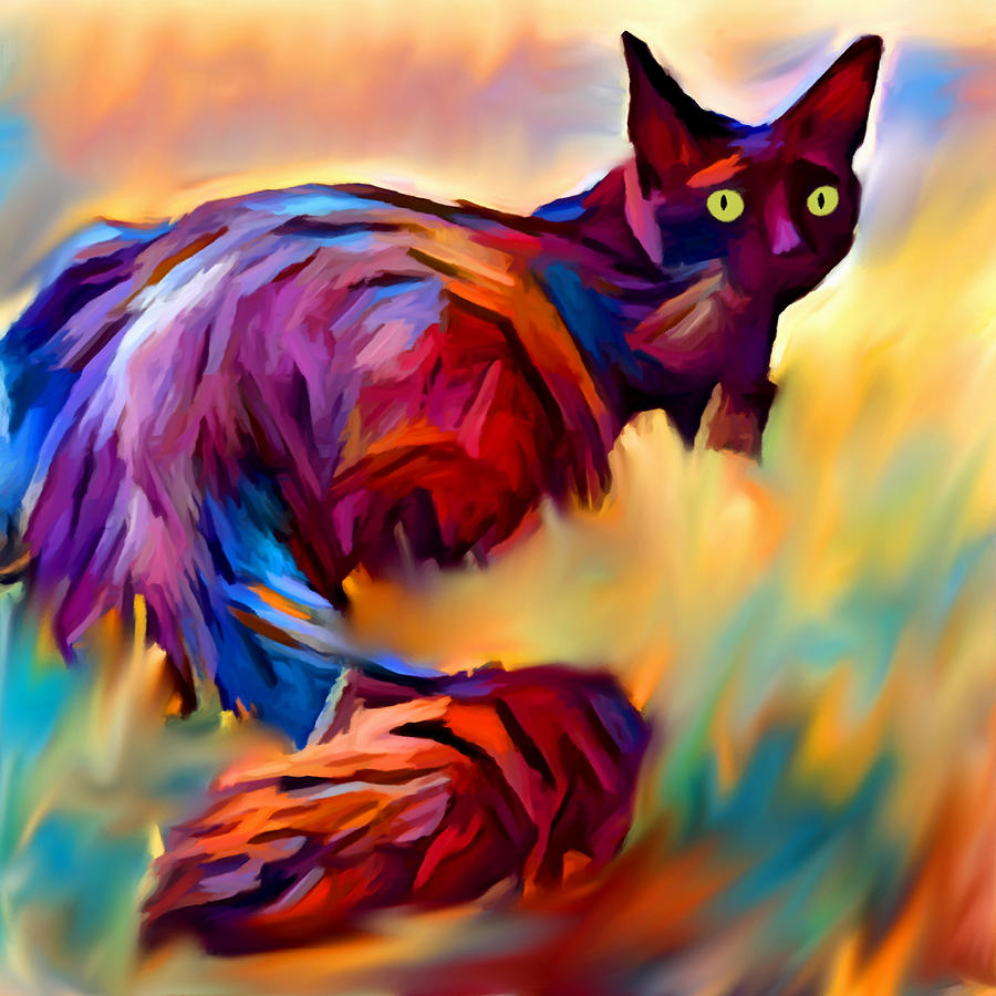 Nature Painting - Cat in Grass by Chris Butler