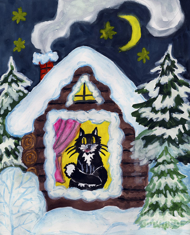 Cat in house Painting by Irina Afonskaya