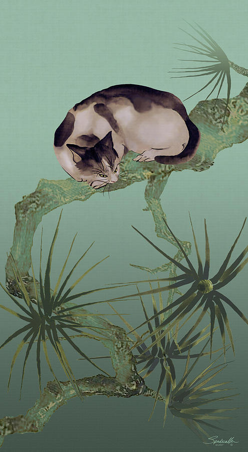 Cat in The Pines Digital Art by M Spadecaller
