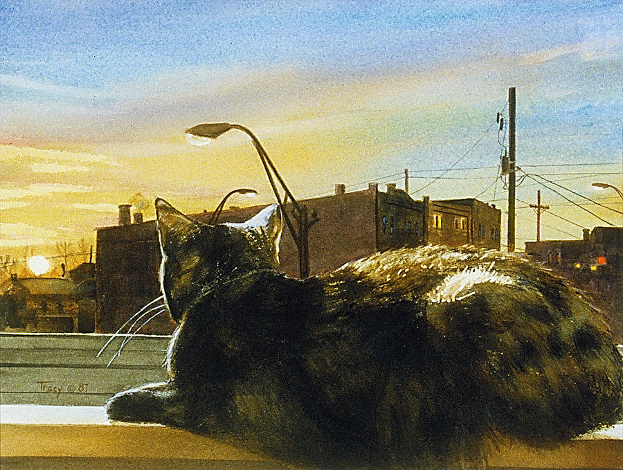 Sunset Painting - Cat in the City by Robert Tracy