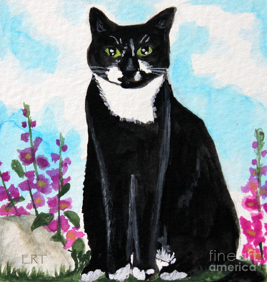 Cat in the Garden Painting by Elizabeth Robinette Tyndall