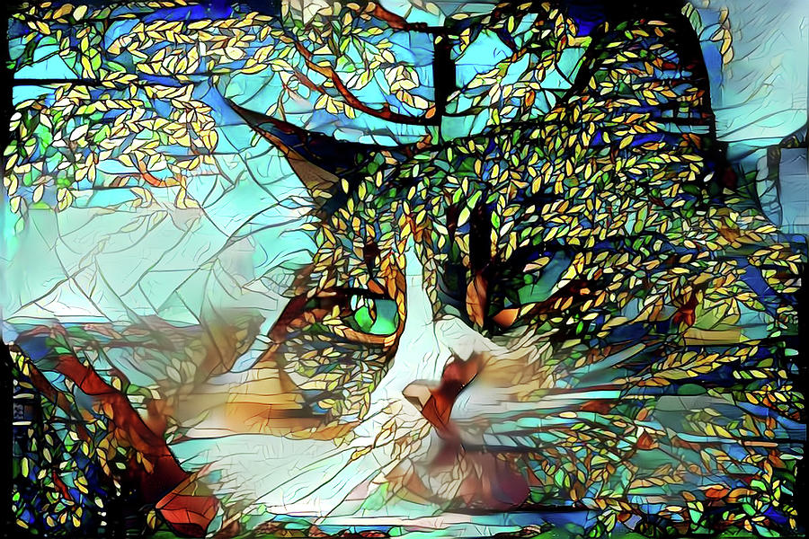 Cat in the Trees Abstract Digital Art by Peggy Collins