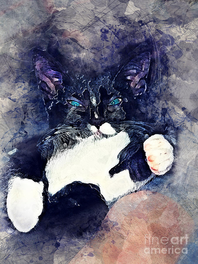 Cat Jagoda Painting by Justyna Jaszke JBJart