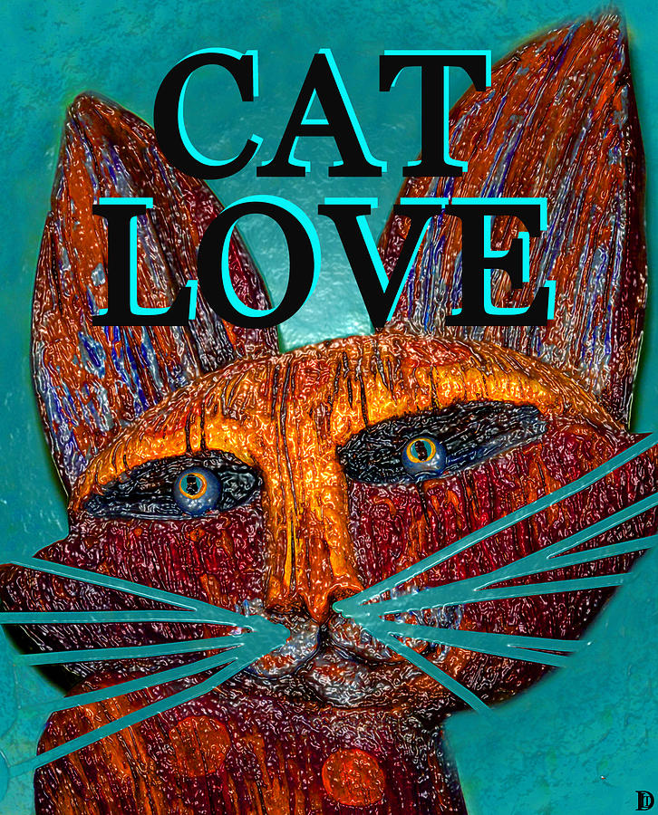 Cat Love spca blue Painting by David Lee Thompson