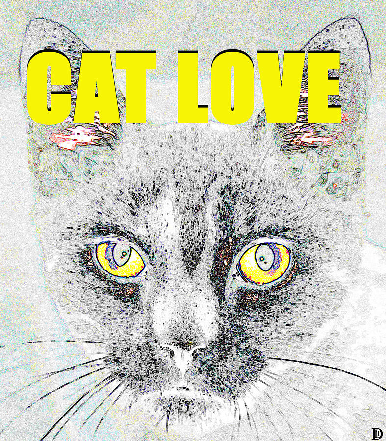 Cat Love yellow work Painting by David Lee Thompson