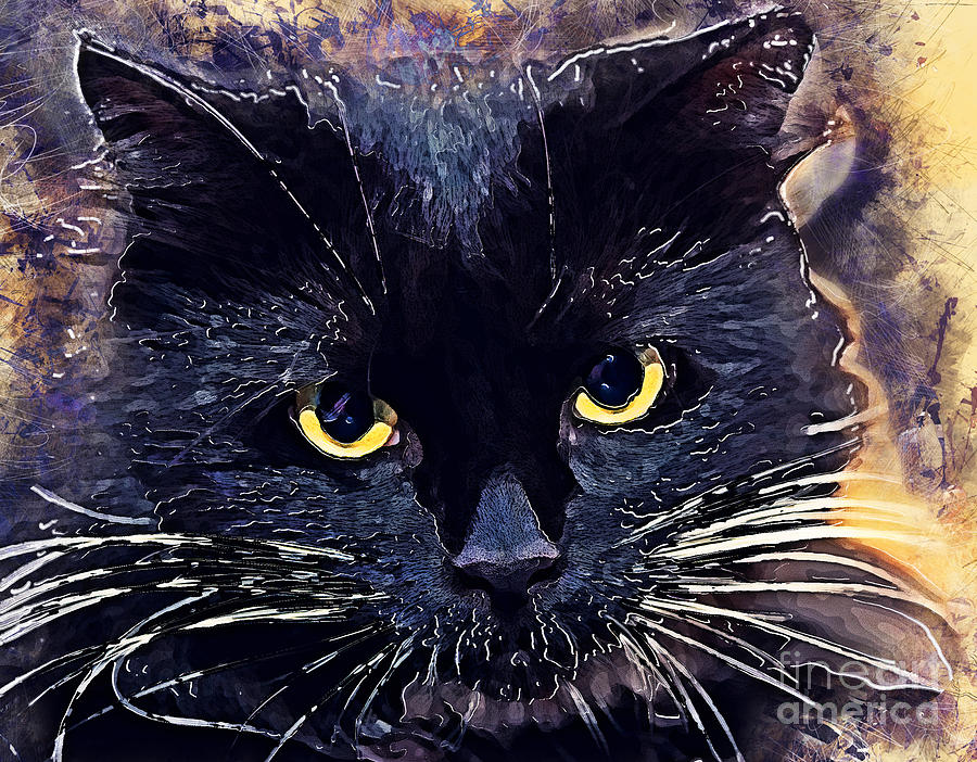 Cat Lucy watercolor art Painting by Justyna Jaszke JBJart