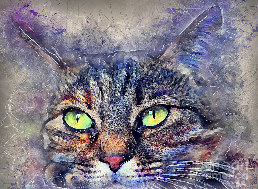 Cat Lulu Painting by Justyna Jaszke JBJart
