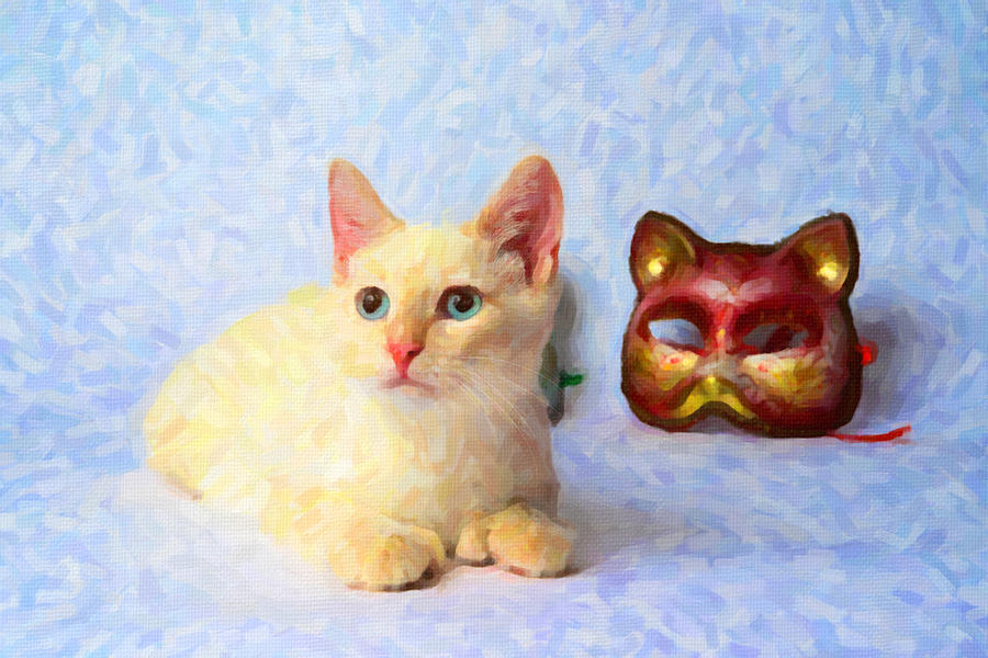 Cat Mask Painting by Prince Andre Faubert