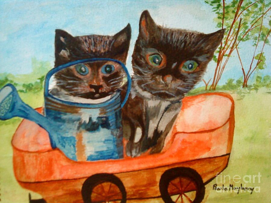Cat Mischief Painting by Paula Maybery