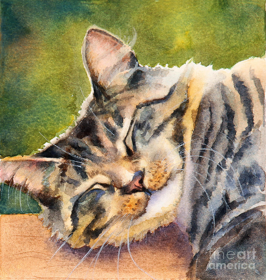 Cat Nap Painting by Bonnie Rinier