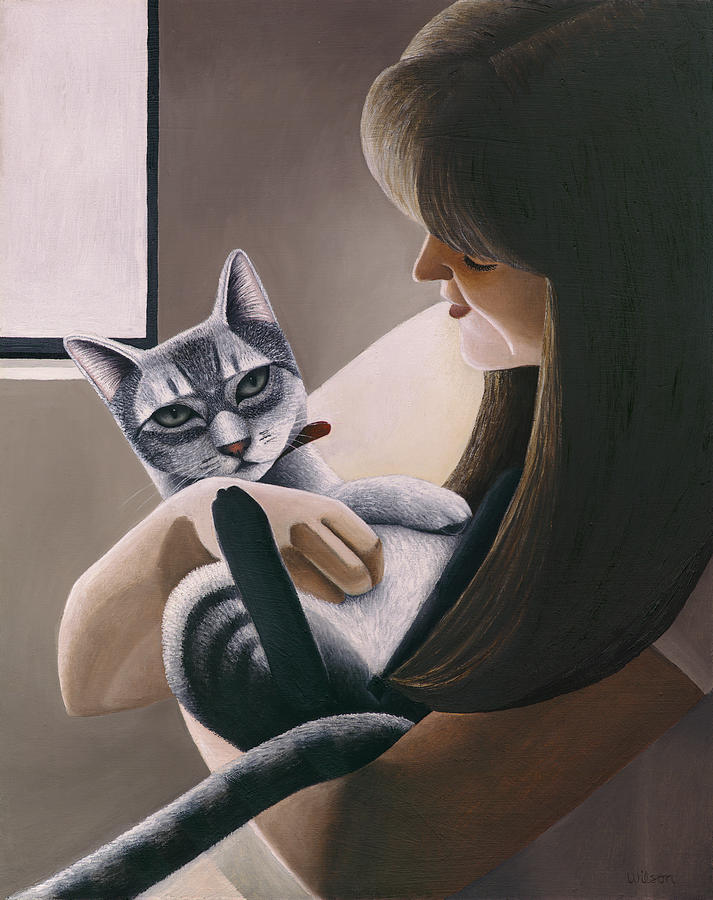 Cat Painting - Cat Nestled by Carol Wilson