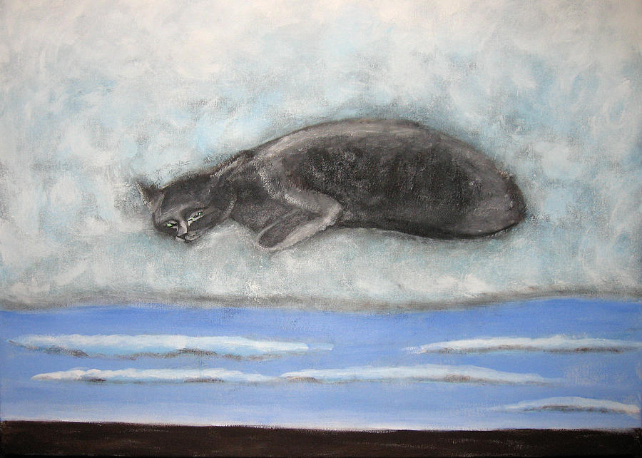 Cat Painting - Cat on a cloud by Aliza Souleyeva-Alexander
