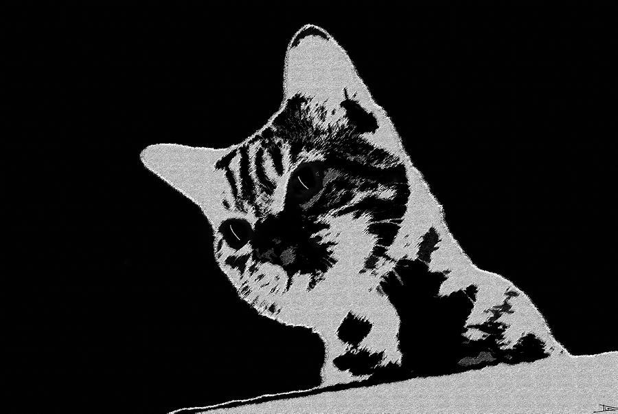 Black And White Painting - Cat on a hot tin roof by David Lee Thompson
