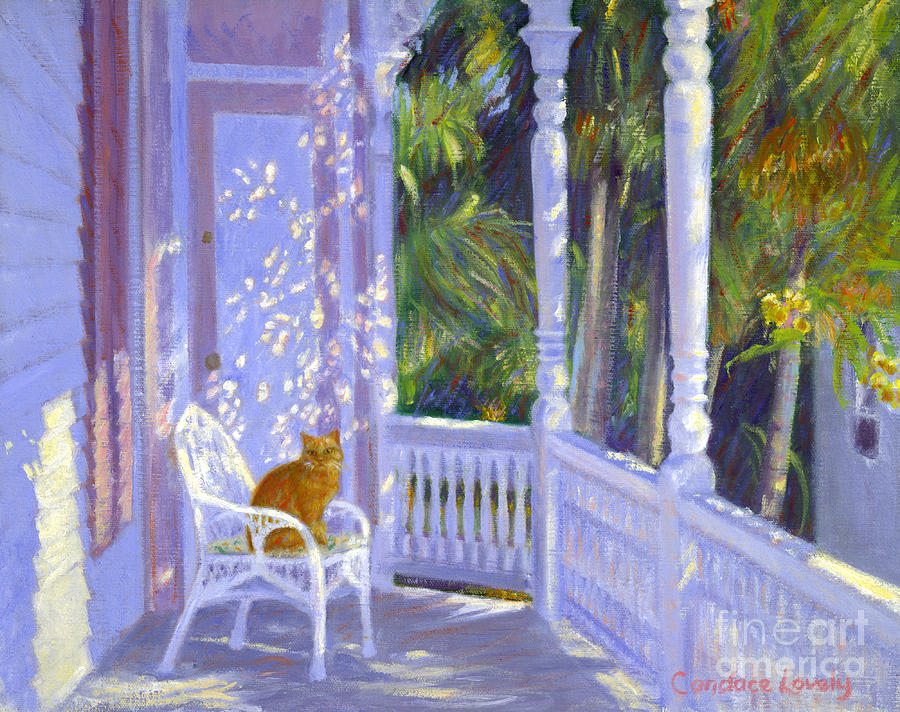 Cat on a Porch Painting by Candace Lovely