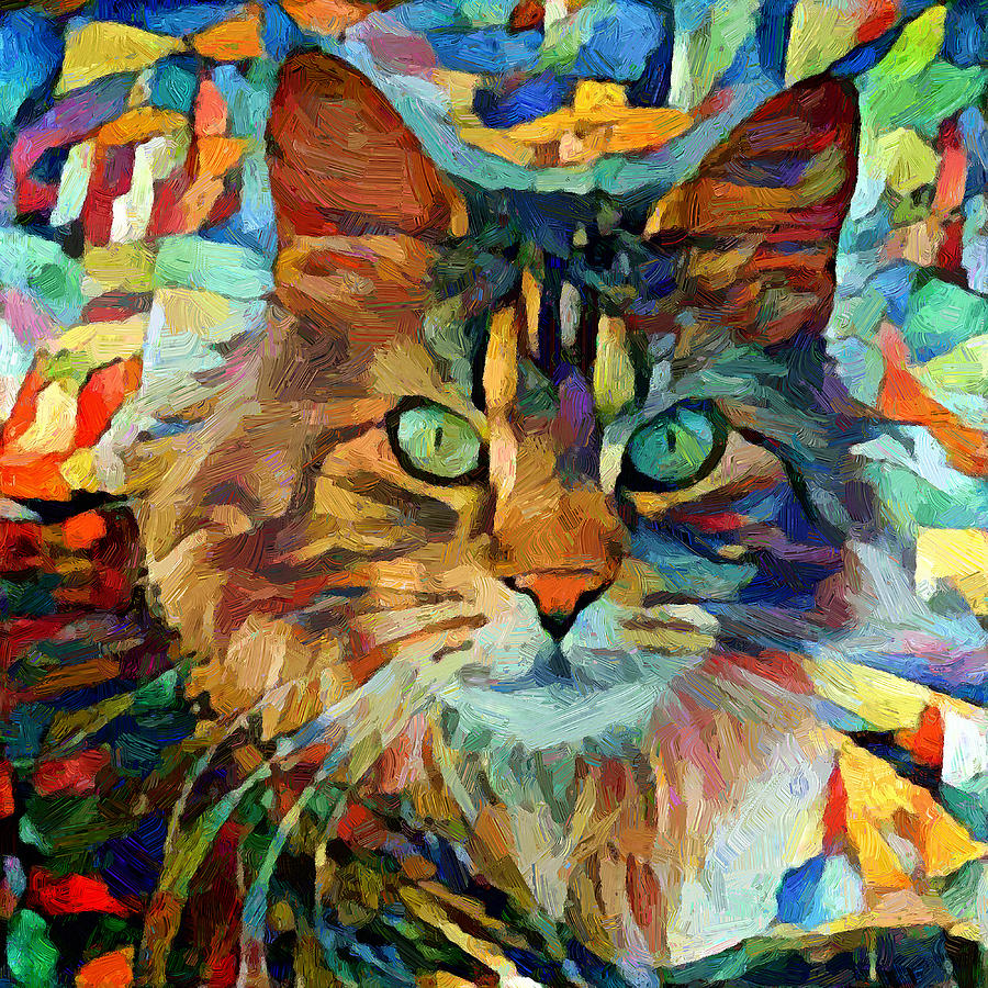 Cat On Colors Digital Art by Yury Malkov
