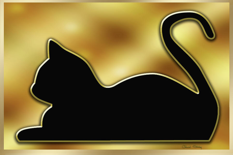 Cat on Gold Background Digital Art by Chuck Staley