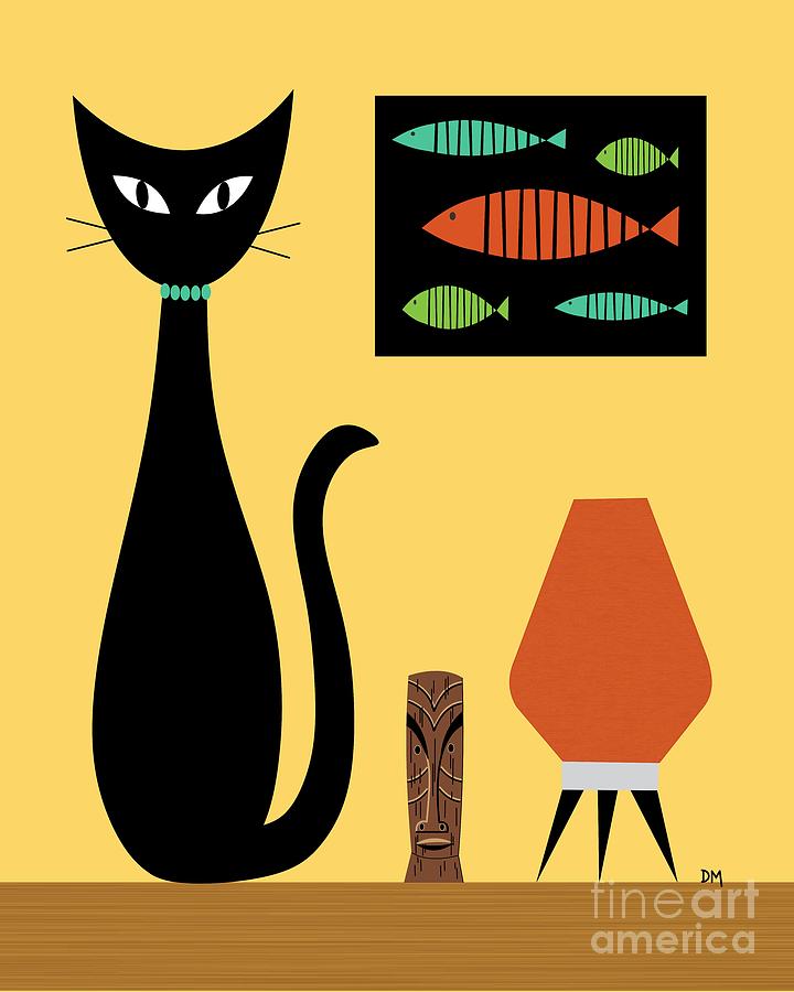 Fish Digital Art - Cat on Tabletop 3 by Donna Mibus