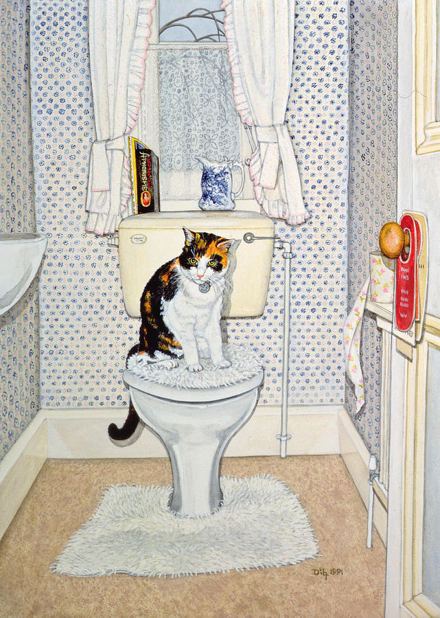 Book Painting - Cat on the Loo by Ditz