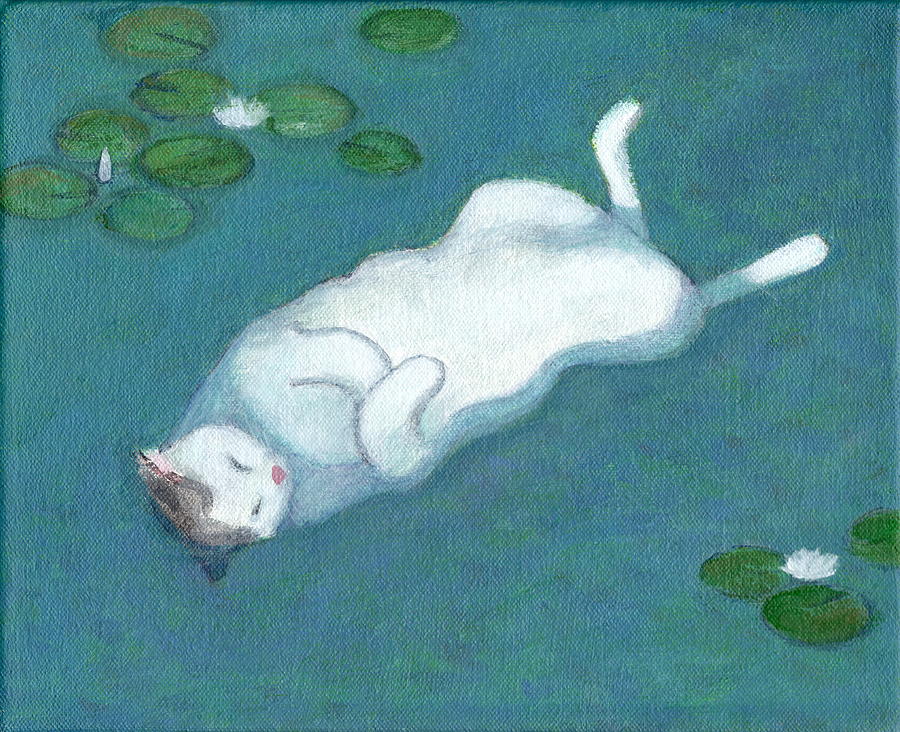 Cat on Vacation Painting by Kazumi Whitemoon