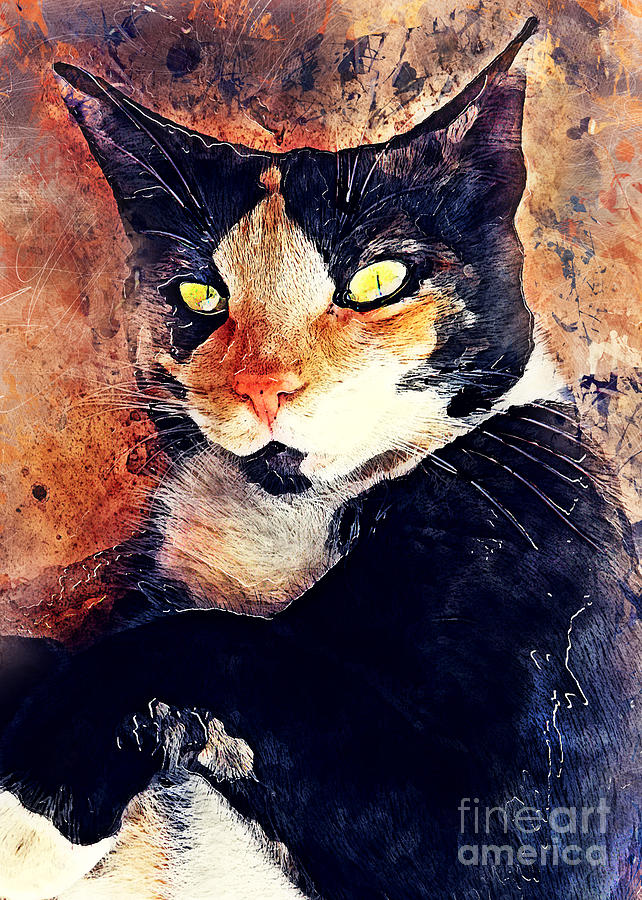 Cat Oreo Painting by Justyna Jaszke JBJart
