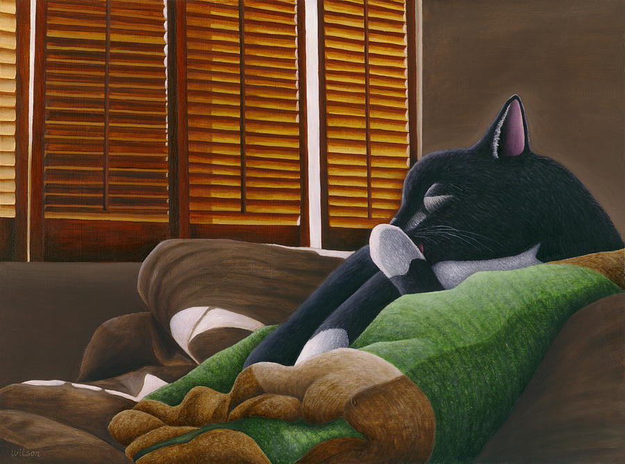 Cat Paw Lick Painting by Carol Wilson