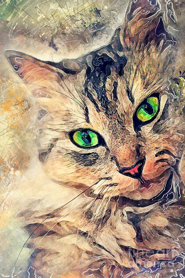 Cat Pixie Painting by Justyna Jaszke JBJart