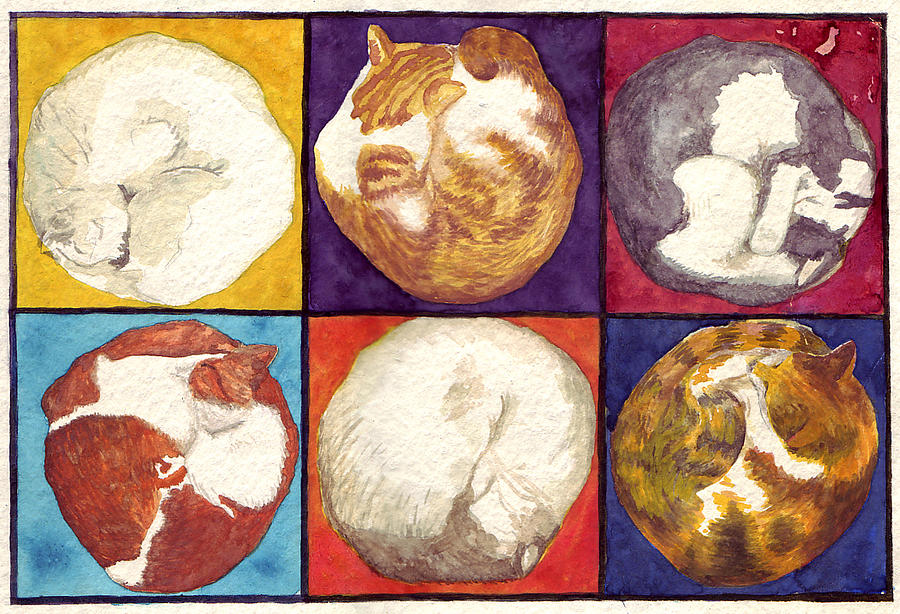 Cat Planets Painting by Julia Collard