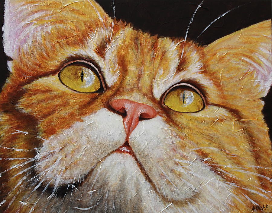 Cat Painting - Cat portrait in acrylic #3 by Natalia Huff