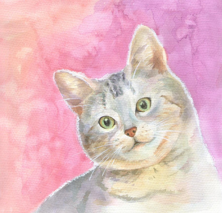 Cat portrait Painting by Tina Zhou