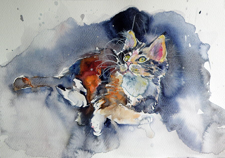 Cat Painting - Cat resting by Kovacs Anna Brigitta