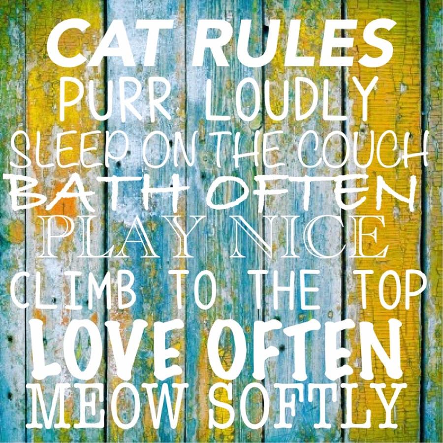 Cat Rules Sign Digital Art by Dawn Bearden