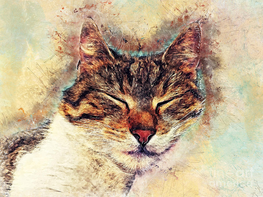 Cat Saba Painting by Justyna Jaszke JBJart