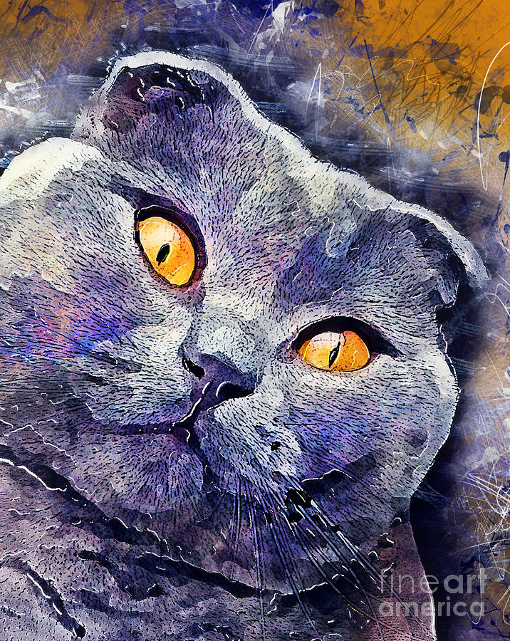 Cat Sheba Painting by Justyna Jaszke JBJart