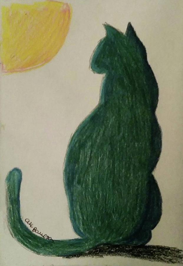 Cat Silhouette  Drawing by Ali Baucom