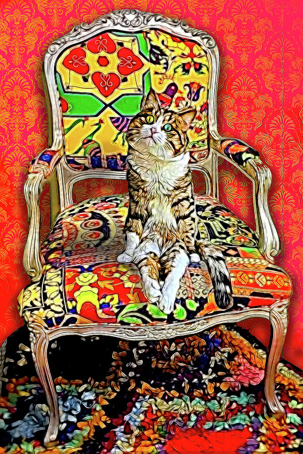 Cat Sitting in a Chair Digital Art by Judith Barath