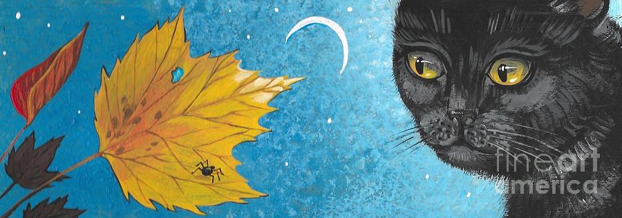 Cat Spider and the Maple Leaf Painting by Margaryta Yermolayeva