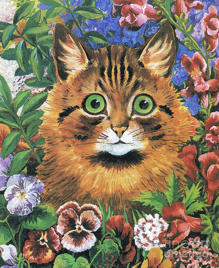 Cat study Painting by Louis Wain