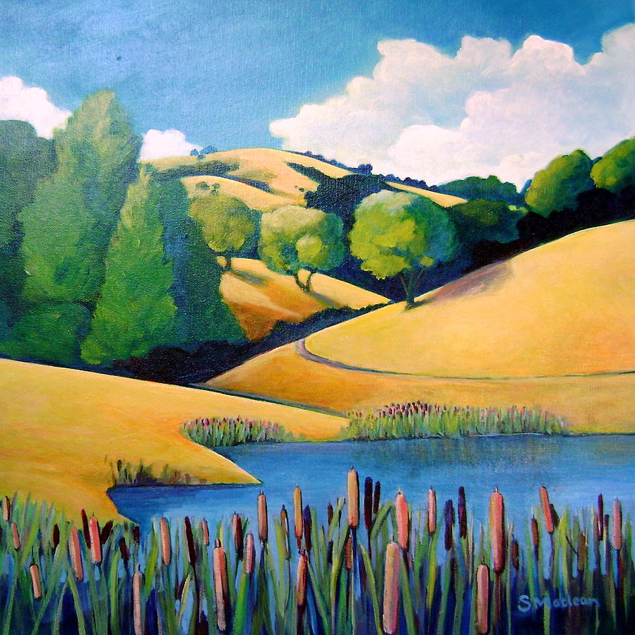 Landscape Painting - Cat Tails at Morgan Territory by Stephanie Maclean