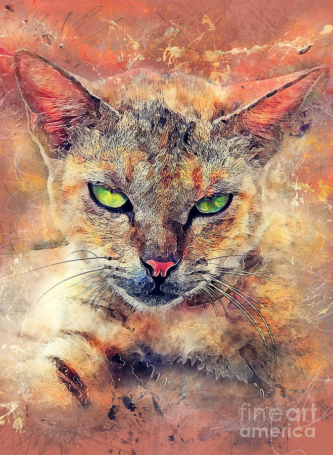 Cat Toby Painting by Justyna Jaszke JBJart