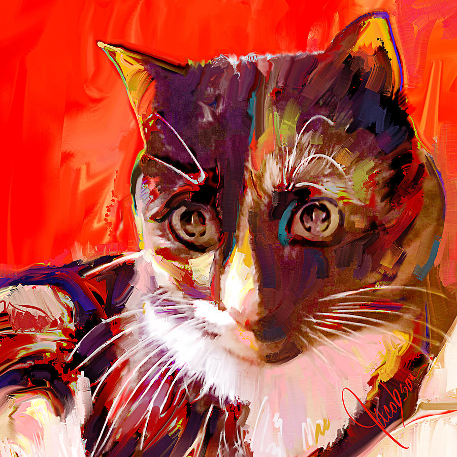 CAT Tortoiseshell Natasha  Painting by Jackie Medow-Jacobson