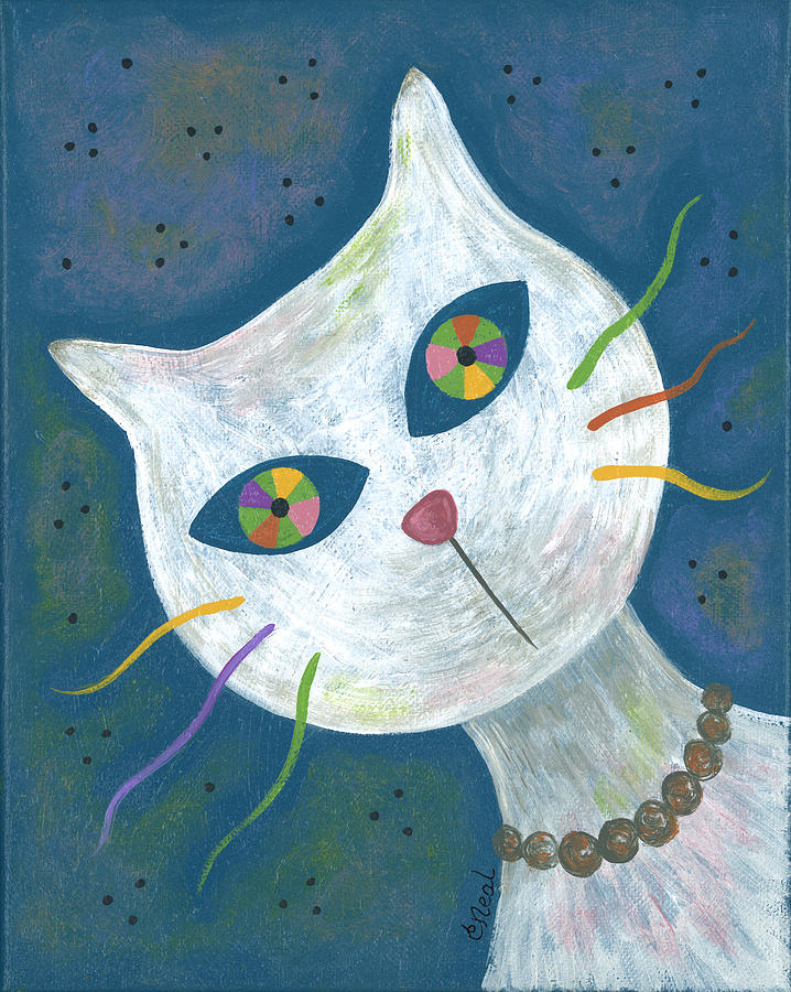 Cat With Kaleidoscope Eyes Painting by Carol Neal
