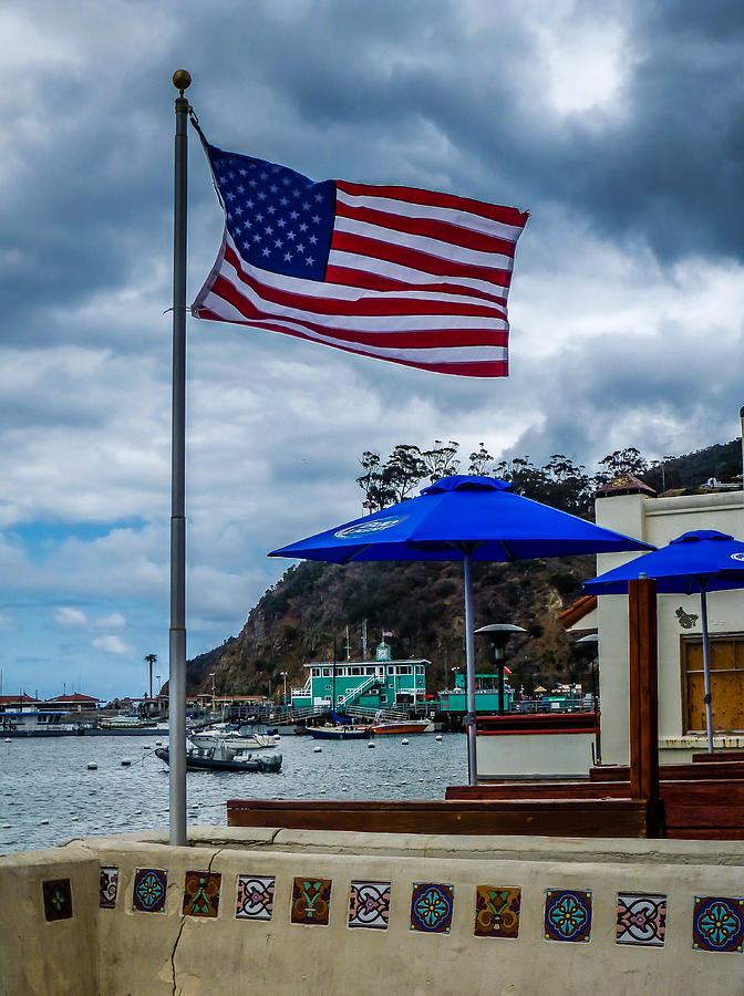 Catalina Flag and Pier Photograph by Pamela Newcomb