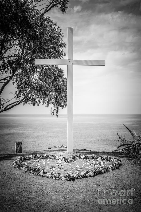 Catalina Island Cross Black and White Photo Photograph by Paul Velgos