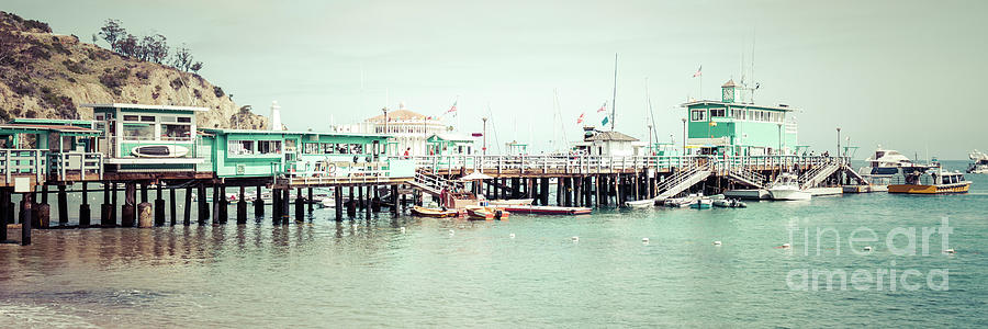 Catalina Island Pier Retro Panorama Photo Photograph by Paul Velgos