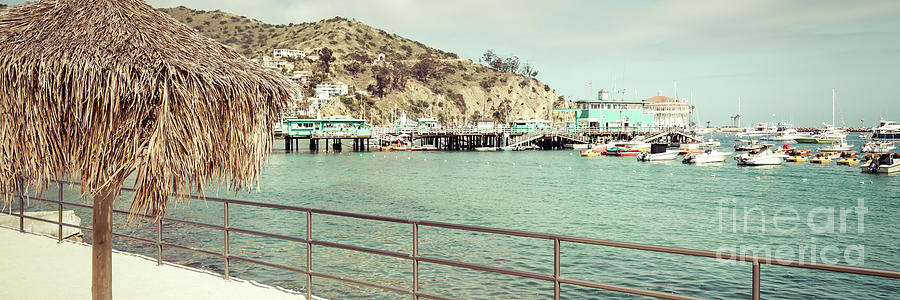 Catalina Island Tiki Umbrella Retro Panorama Photo Photograph by Paul Velgos