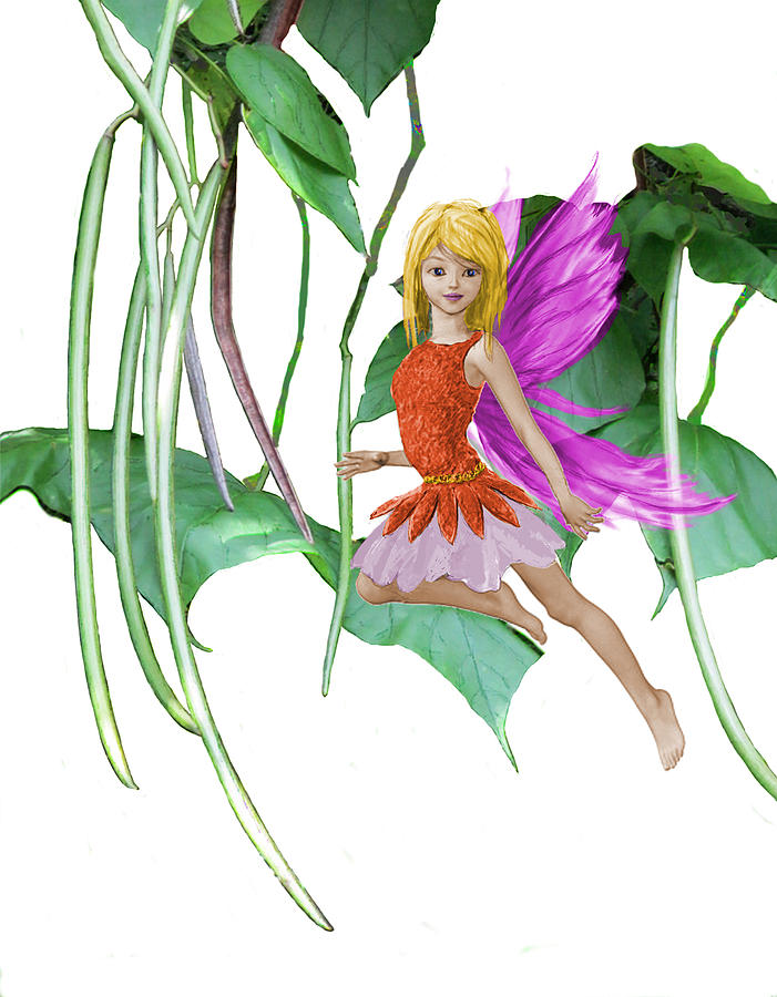 Catalpa Tree Fairy among the Seed Pods Digital Art by Yuichi Tanabe