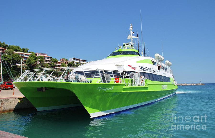Catamaran ferry at Alonissos Photograph by David Fowler