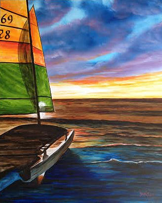 Catamaran On Siesta Key Painting by Lloyd Dobson